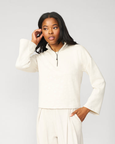 Tonal Cheetah Cropped Half Zip Pullover