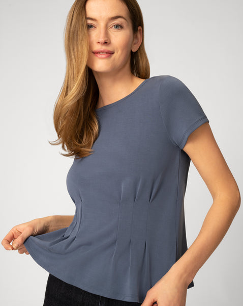 Women's Pin Tuck Tee in Dark Denim | Cable & Gauge