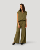 Wide Leg Ponte Pant with Snap Pockets