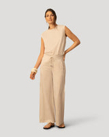 Pintuck Wide Leg Cotton Lawn Pant