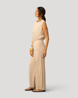 Pintuck Wide Leg Cotton Lawn Pant