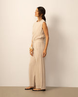 Pintuck Wide Leg Cotton Lawn Pant
