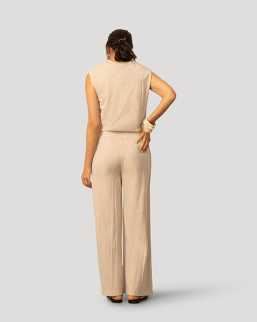 Pintuck Wide Leg Cotton Lawn Pant