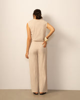 Pintuck Wide Leg Cotton Lawn Pant