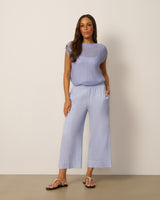 Cross-Dyed Linen Cropped Leg Pant