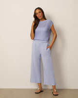 Cross-Dyed Linen Cropped Leg Pant