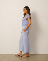 Cross-Dyed Linen Cropped Leg Pant