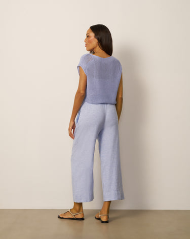 Cross-Dyed Linen Cropped Leg Pant