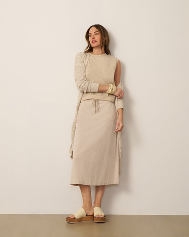 Seamed Crinkle Midi Skirt