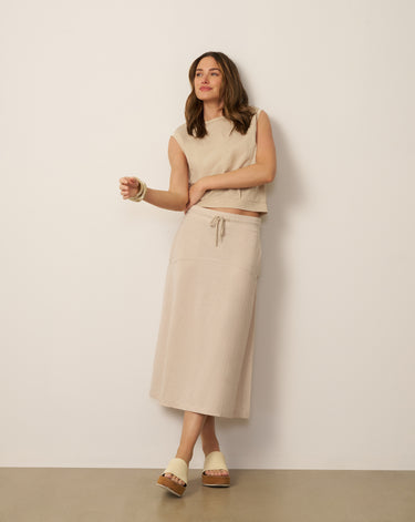 Seamed Crinkle Midi Skirt