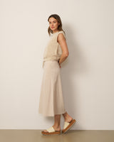 Seamed Crinkle Midi Skirt