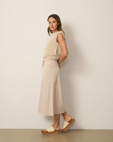 Seamed Crinkle Midi Skirt