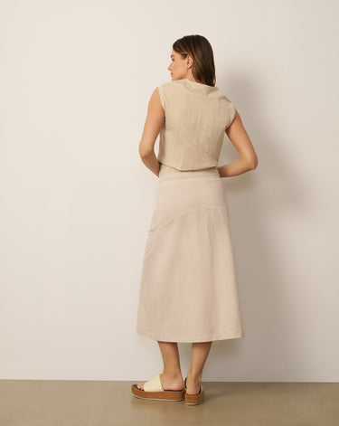 Seamed Crinkle Midi Skirt