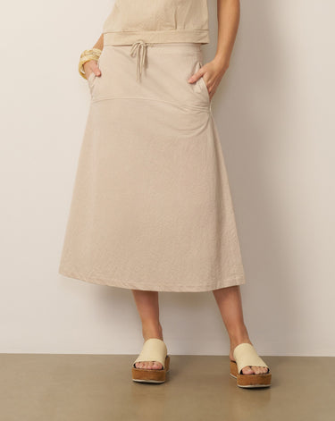 Seamed Crinkle Midi Skirt