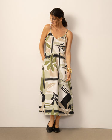 Printed 2-in-1 Short Sleeve Midi Dress