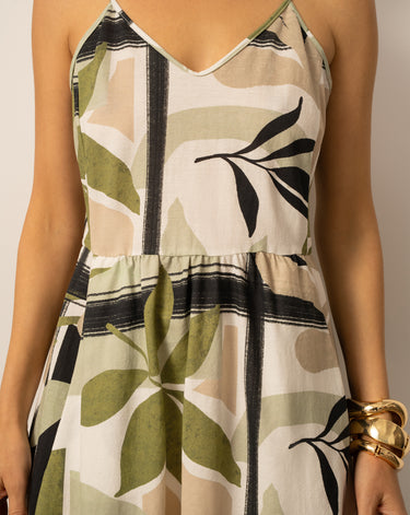 Printed 2-in-1 Short Sleeve Midi Dress