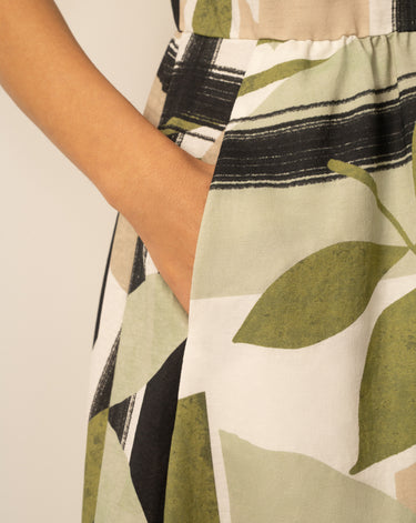 Printed 2-in-1 Short Sleeve Midi Dress