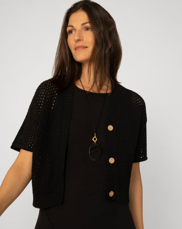 Short Sleeve Button Cardigan
