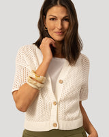 Short Sleeve Button Cardigan