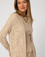 Textured Open Front Long Cardigan