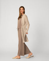 Textured Open Front Long Cardigan