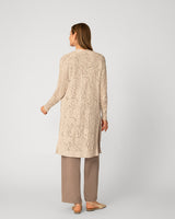 Textured Open Front Long Cardigan