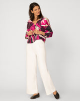 Crinkle Knit Blouse with Balloon Sleeves