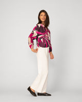 Crinkle Knit Blouse with Balloon Sleeves