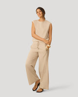 Sleeveless Pleated Muscle Tee