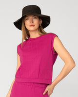 Sleeveless Pleated Muscle Tee