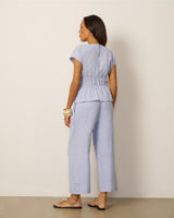 Smocked Waist Cross-Dyed Linen Top