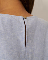 Smocked Waist Cross-Dyed Linen Top