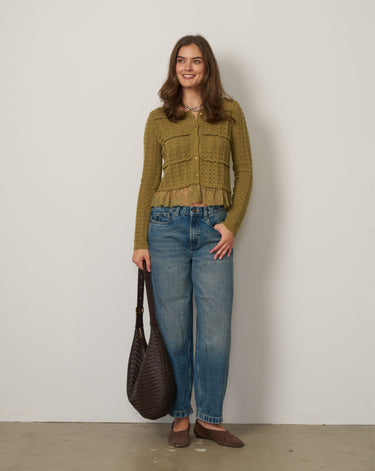 Lace Stitch Mix Media Cardigan