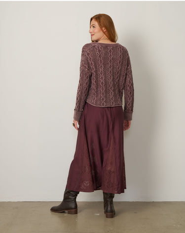 Oversized Cable Knit Henley Sweater