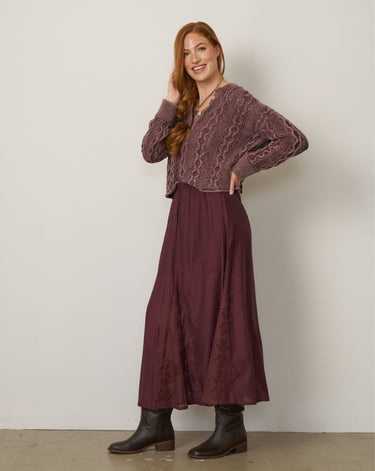 Oversized Cable Knit Henley Sweater
