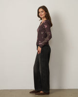 Floral Pointelle Rib Scoop Neck Top
