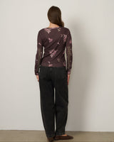 Floral Pointelle Rib Scoop Neck Top