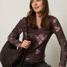 Floral Pointelle Rib Scoop Neck Top
