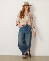 Floral Lace Trim Blouse