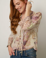 Floral Lace Trim Blouse
