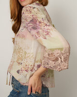 Floral Lace Trim Blouse