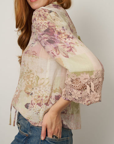 Floral Lace Trim Blouse