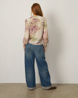 Floral Lace Trim Blouse