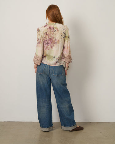 Floral Lace Trim Blouse