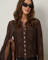 Lace Detail Button Front Top