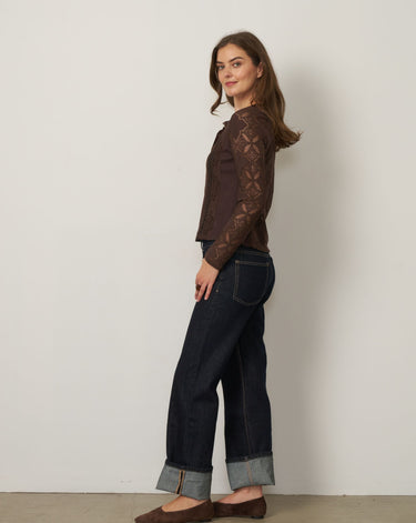 Lace Detail Button Front Top