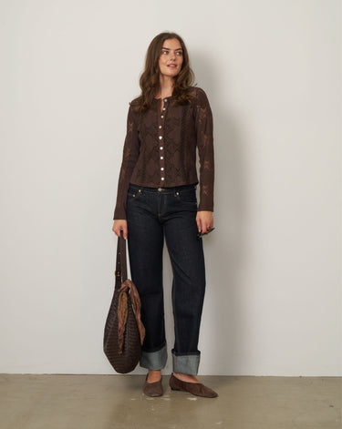 Lace Detail Button Front Top