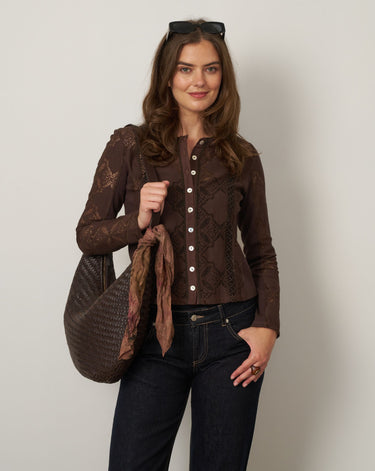 Lace Detail Button Front Top