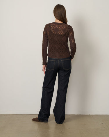 Lace Detail Button Front Top