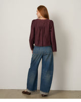 Lace Trim Peasant Blouse